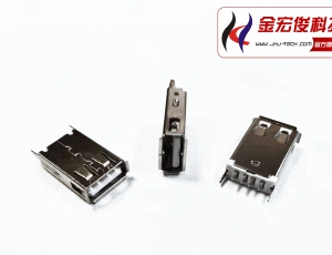 USB A母180°直脚卷边 立插  L=20.5mm