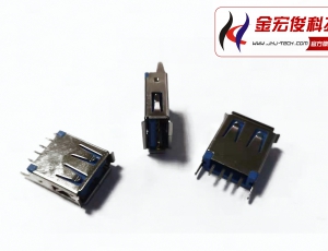 USB A母180°直脚卷边 立插  L=15.0mm